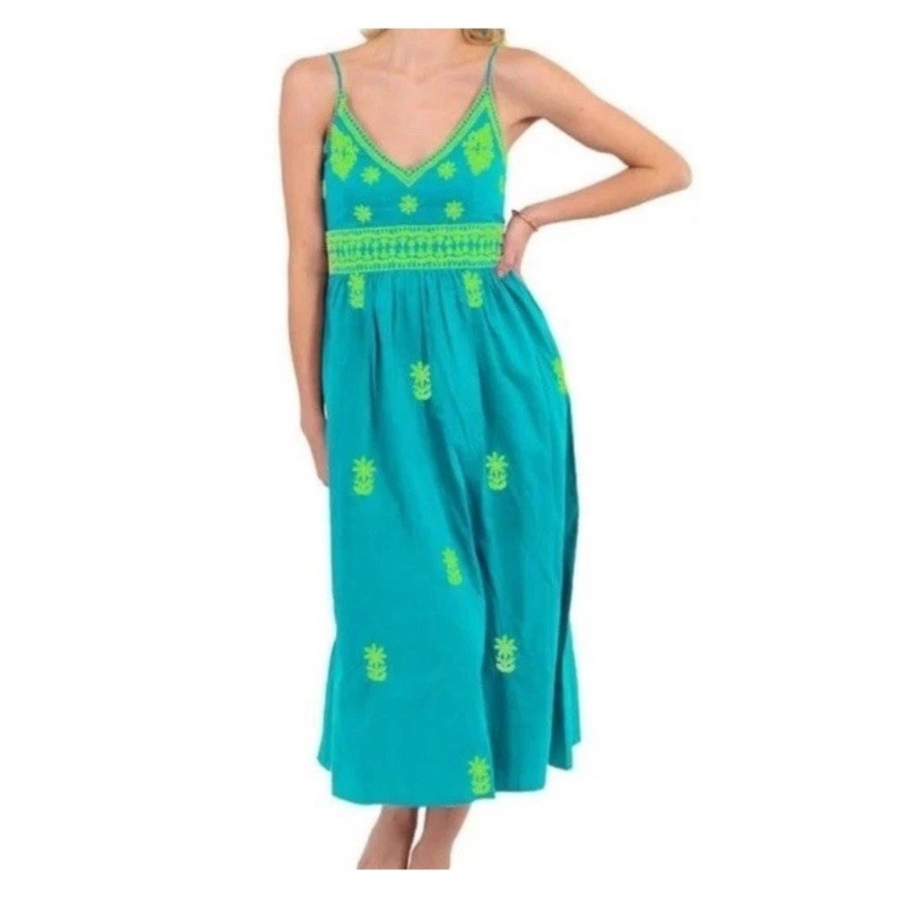 Gretchen Scott Hand Embroidered Midi Dress Fiesta Time Size‎ Small